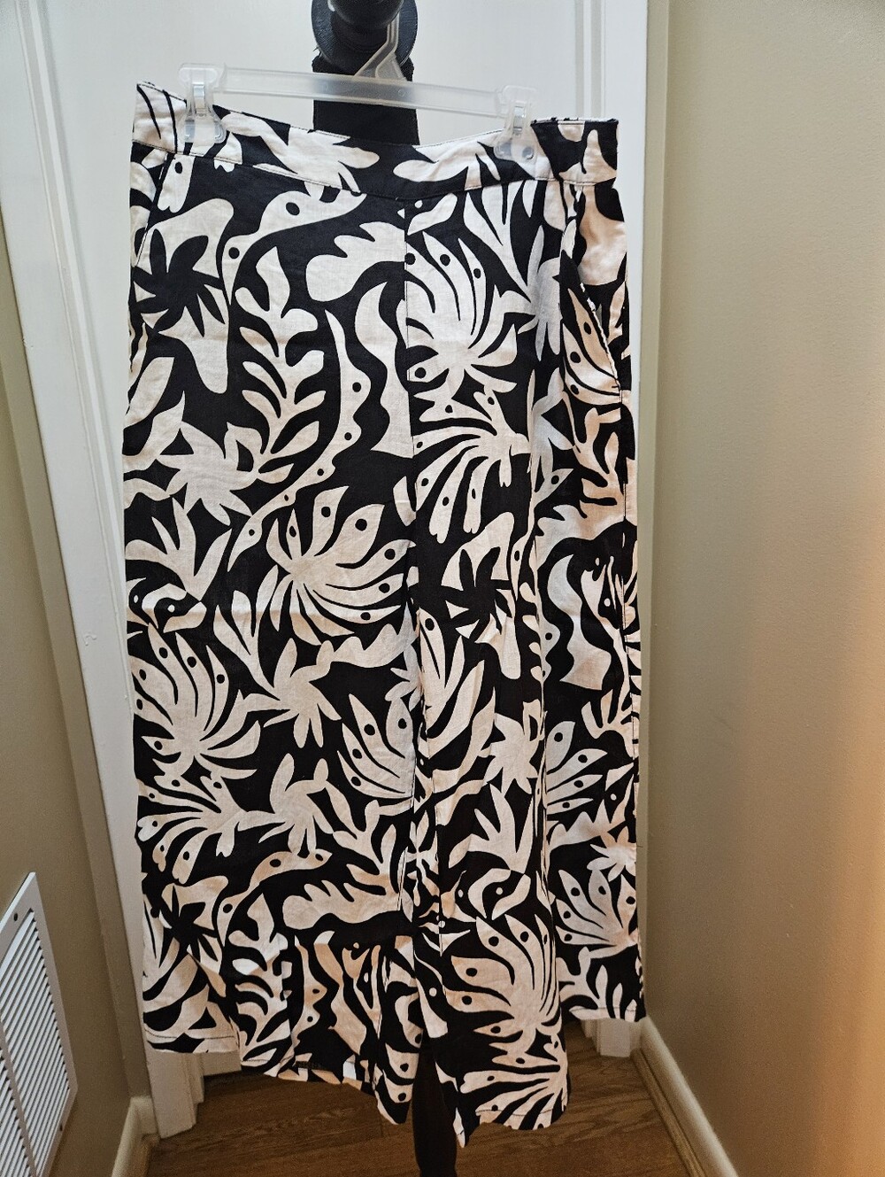 Rachel Zoe Black and White Linen Wide Leg Pants Size Xl